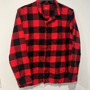 GAP Buffalo Check Button Down Flannel Shirt Men’s SZ XL Red Black